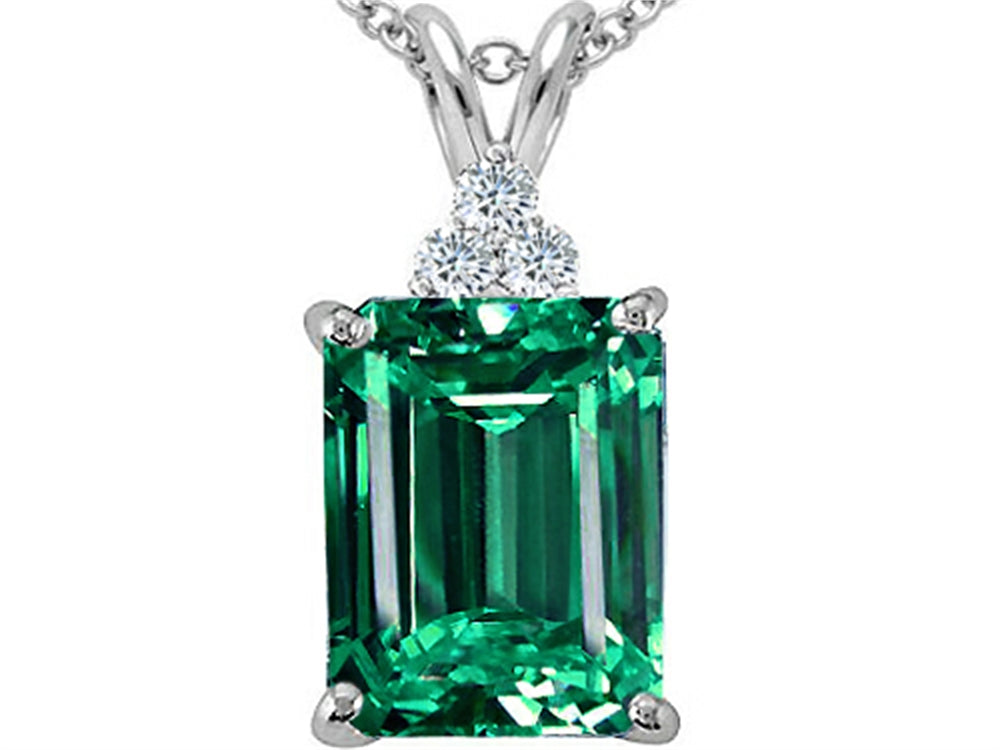 Tommaso Design Emerald Cut 10x8mm Simulated Emerald Pendant Necklace