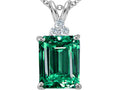 Tommaso Design Emerald Cut 10x8mm Simulated Emerald Pendant Necklace