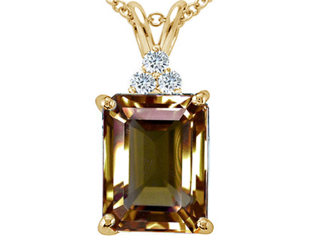 Tommaso Design Emerald Cut 10x8 mm Genuine Smoky Quartz Pendant Necklace