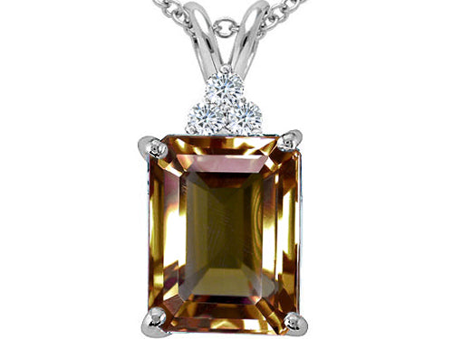 Tommaso Design Emerald Cut 10x8 mm Genuine Smoky Quartz Pendant Necklace