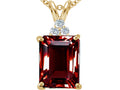 Tommaso Design Emerald Cut 10x8 mm Genuine Garnet Pendant Necklace