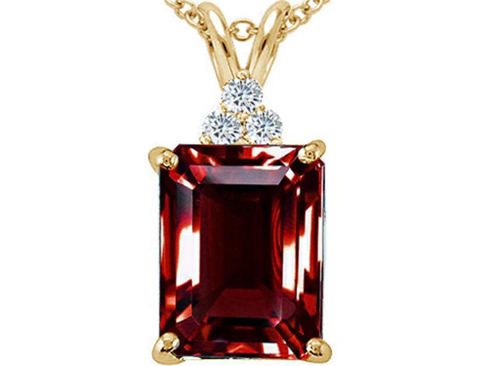 Tommaso Design Emerald Cut 10x8 mm Genuine Garnet Pendant Necklace