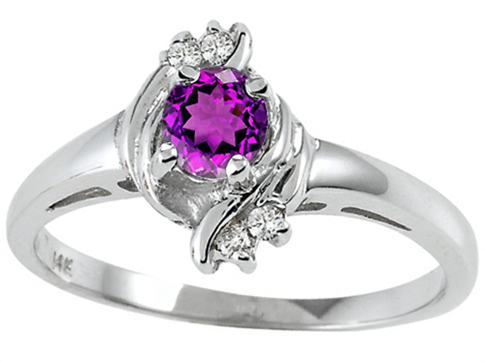 Tommaso Design Genuine Amethyst Round 4mm Ring