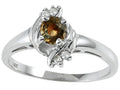 Tommaso Design Round 4mm Genuine Smoky Quartz Ring