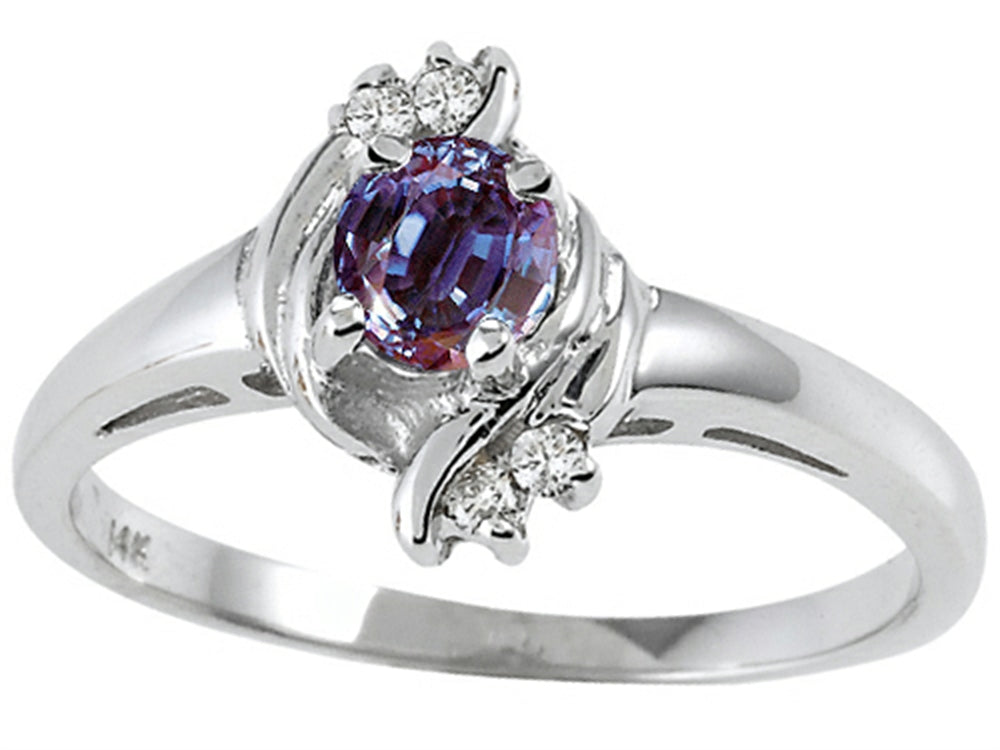Tommaso Design Round 4mm Simulated Alexandrite And Ring