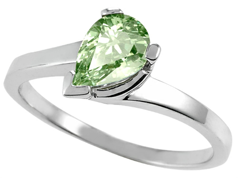 Tommaso Design Pear Shaped 7x5mm Green Amethyst Ring