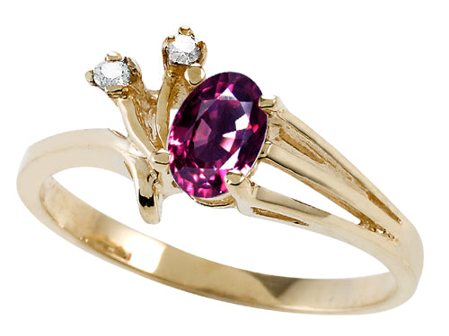 Tommaso Design Oval 6x4mm Genuine Rhodolite Ring