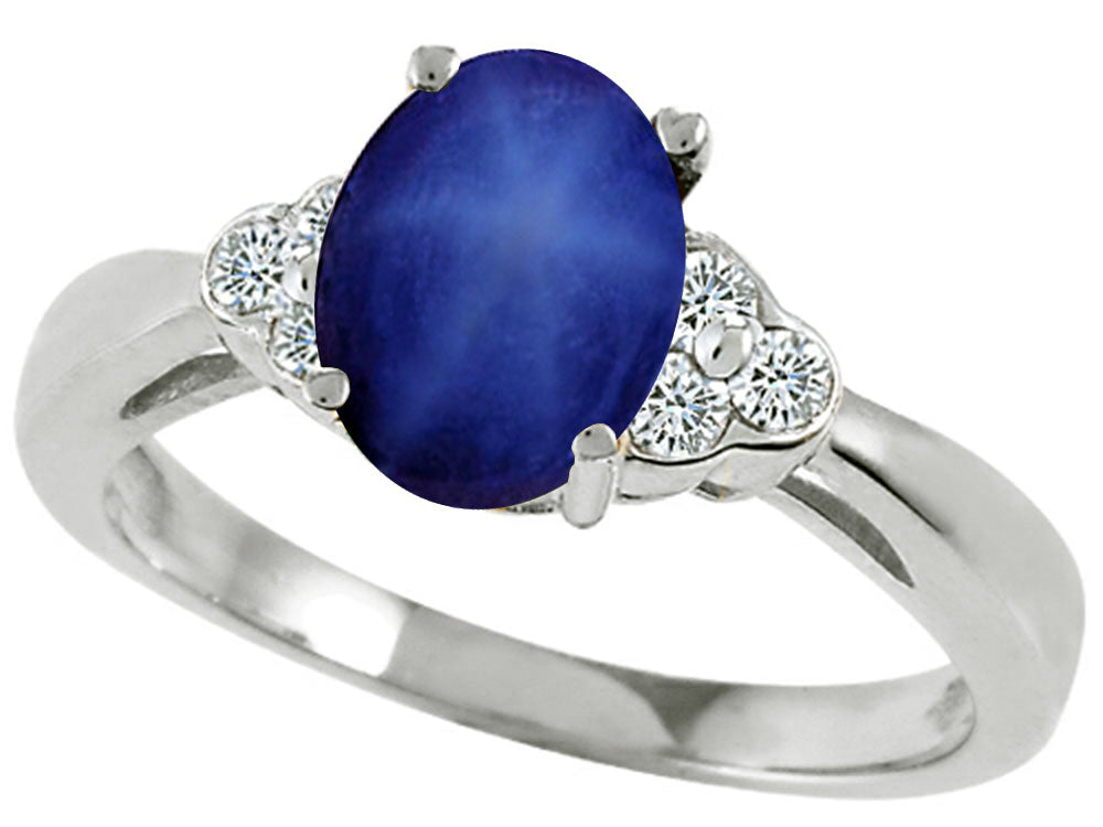 Tommaso Design Oval 7x5mm Created Star Sapphire Ring