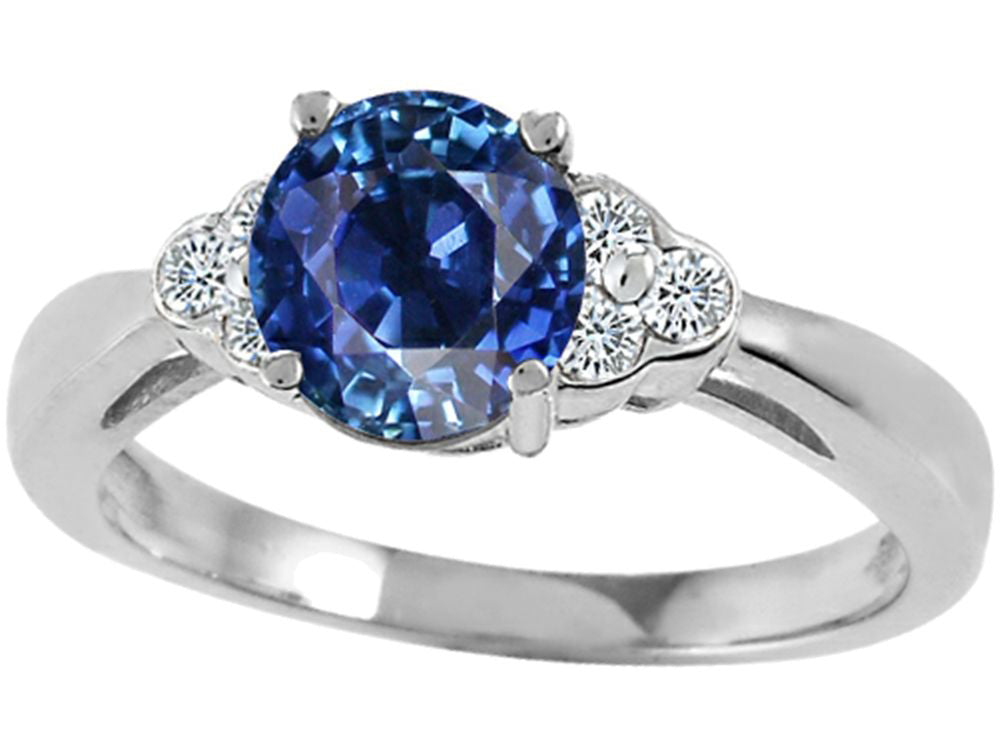 Tommaso Design Round 6mm Created Blue Sapphire Engagement Ring