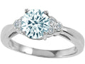 Tommaso Design Genuine Aquamarine Engagement Ring