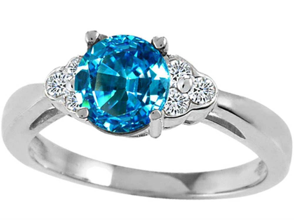 Tommaso Design Round 6mm Genuine Blue Topaz Engagement Ring