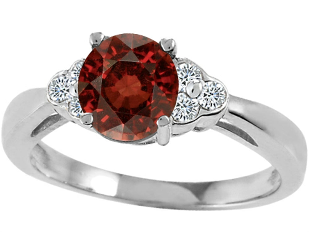 Tommaso Design Genuine Garnet Engagement Ring