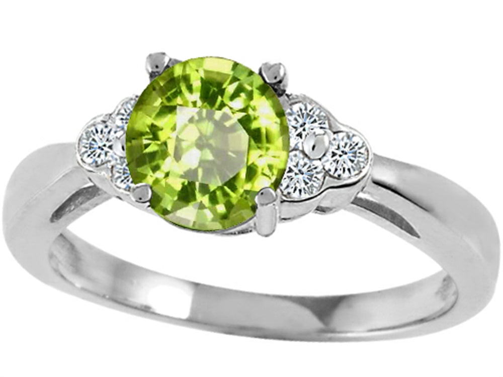 Tommaso Design Round 6 mm Genuine Peridot Engagement Ring