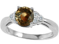 Tommaso Design Round 6mm Genuine Smoky Quartz Engagement Ring