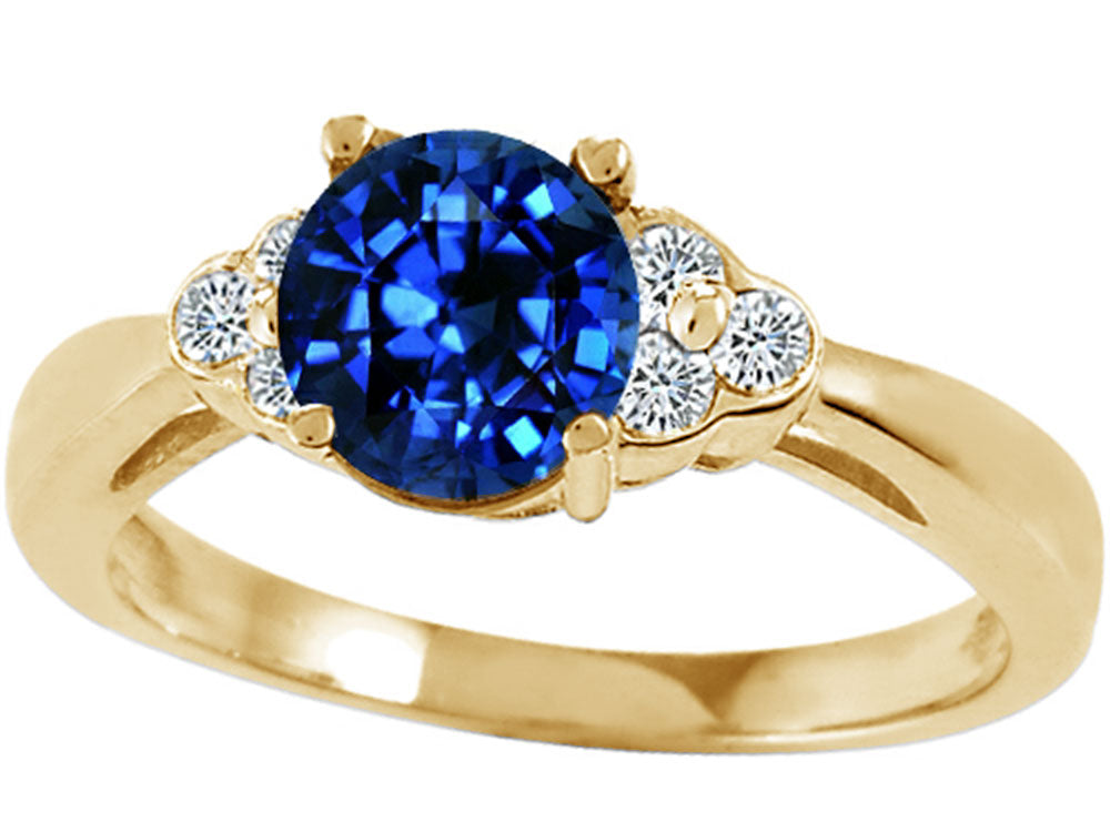 Tommaso Design Round 6mm Created Blue Sapphire Engagement Ring