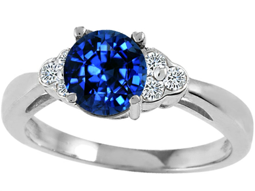 Tommaso Design Round 6mm Created Blue Sapphire Engagement Ring