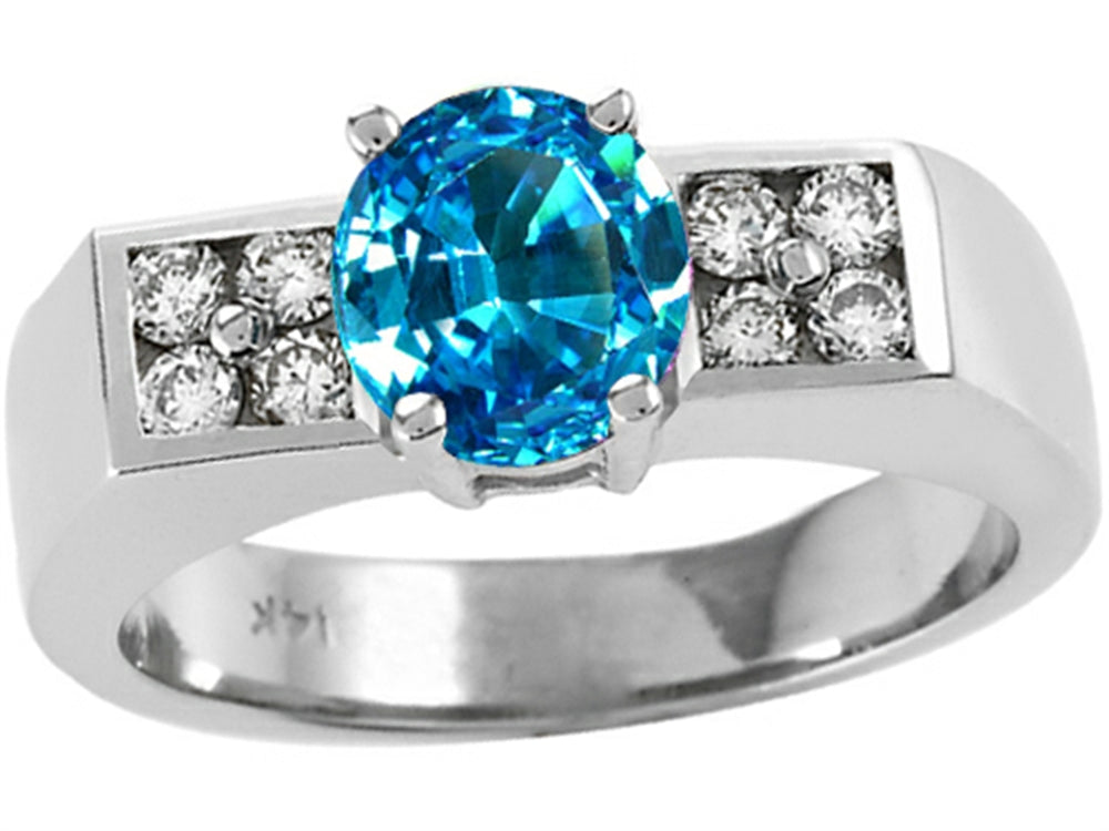 Tommaso Design 7mm Round Genuine Blue Topaz Ring