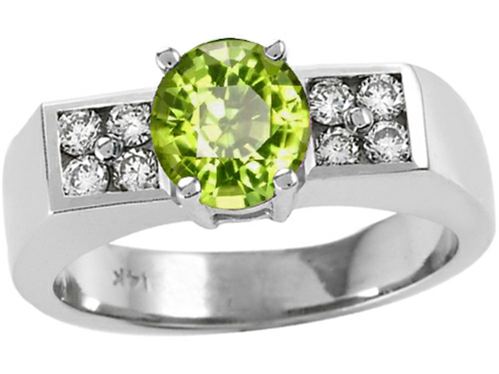 Tommaso Design 7mm Round Genuine Peridot Ring