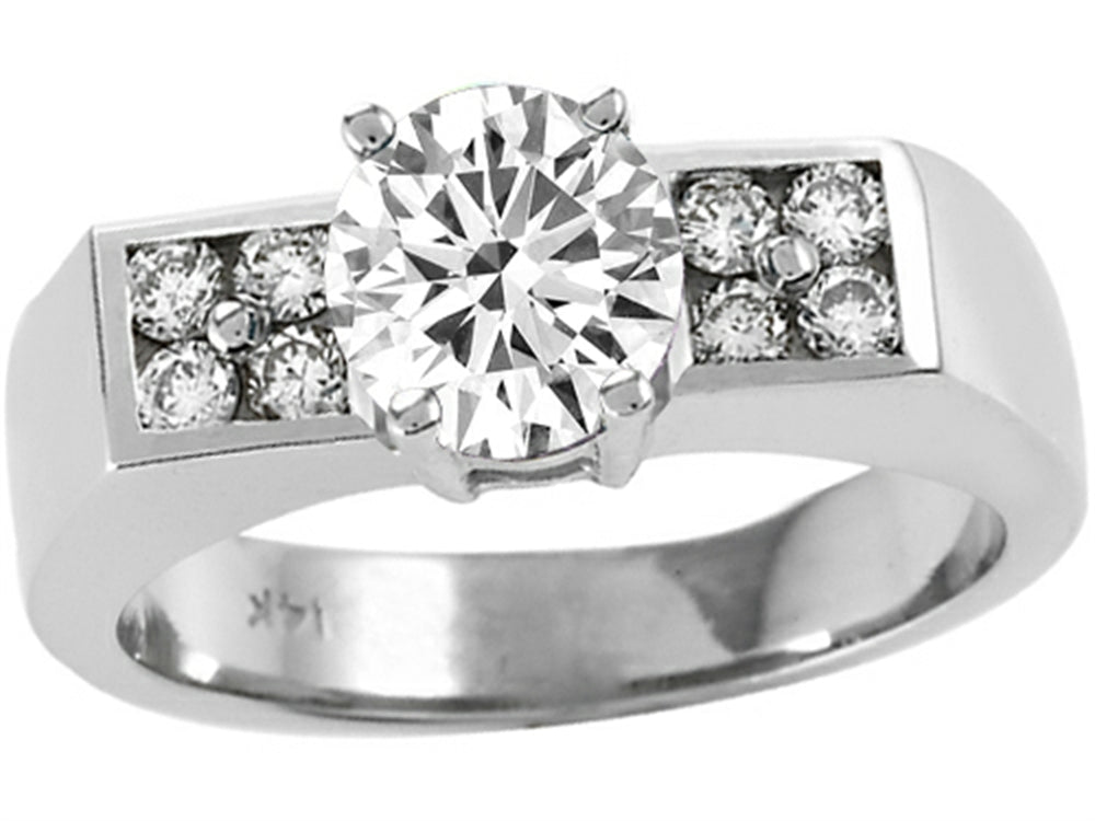 Tommaso Design Genuine Round White Topaz Ring