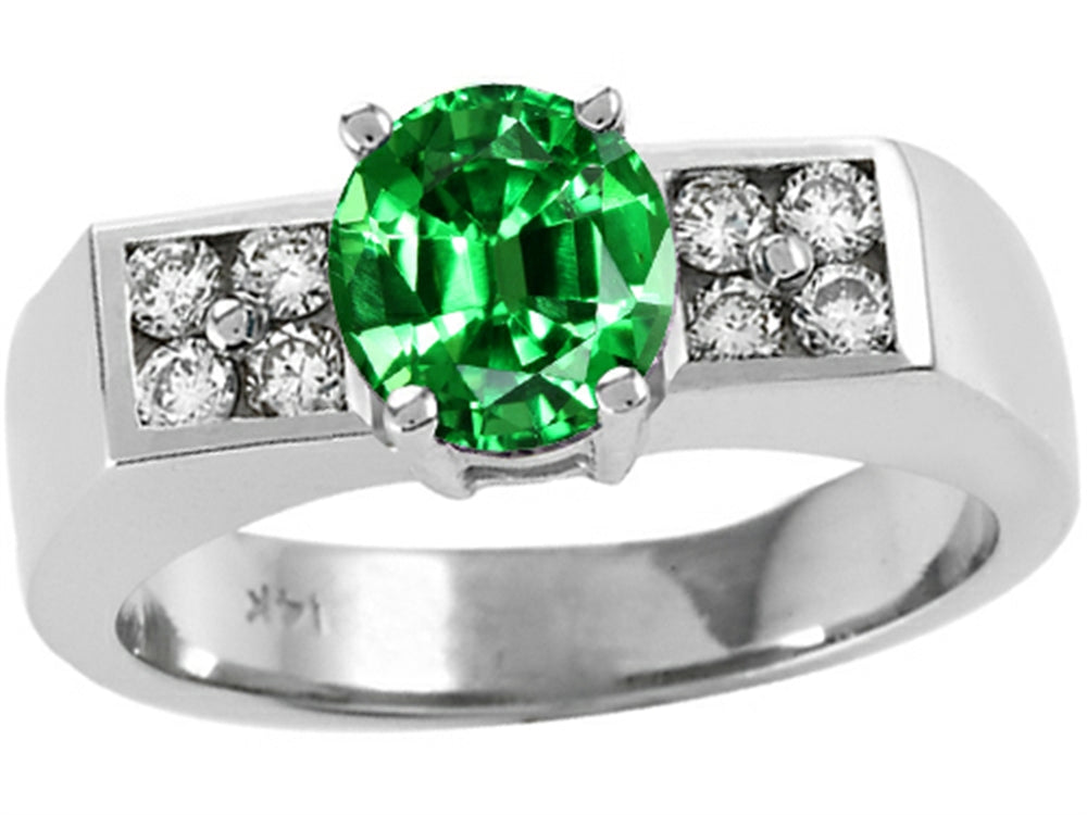 Tommaso Design 7mm Round Simulated Emerald Ring