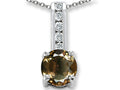 Finejewelers Genuine Smoky Quartz And Genuine Cubic Zirconia Pendant Necklace