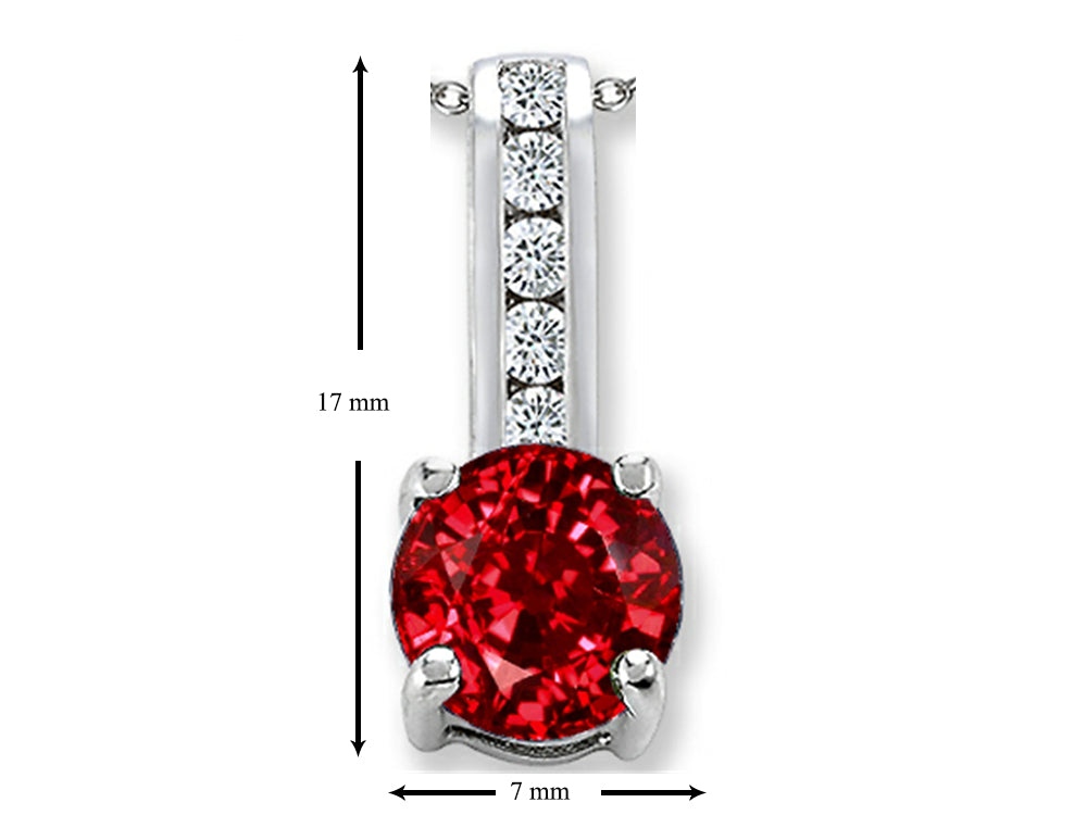 Star K Round 7mm Created Ruby Pendant Necklace