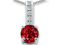 Star K Round 7mm Created Ruby Pendant Necklace
