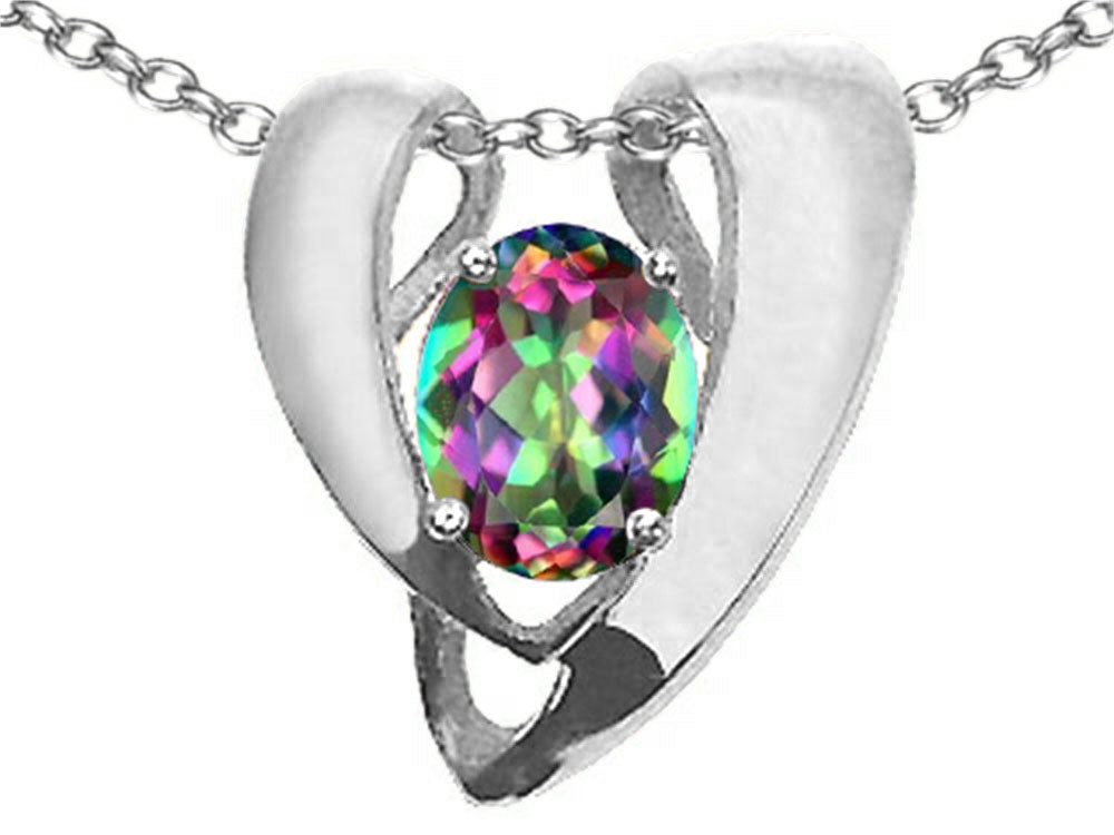 Tommaso Design Rainbow Mystic Topaz Heart Shape Pendant Necklace Enhancer