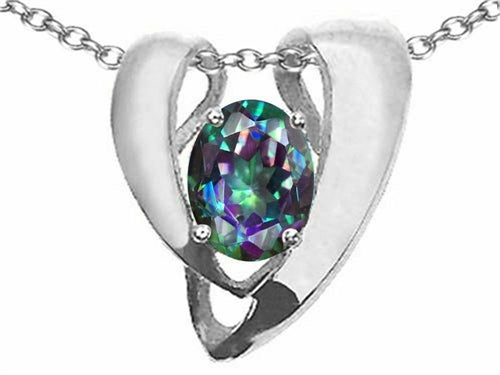 Tommaso Design Rainbow Mystic Topaz Heart Shape Pendant Necklace Enhancer