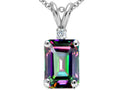 Tommaso Design Emerald Cut Rainbow Mystic Topaz Pendant Necklace