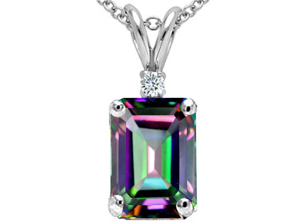 Tommaso Design Emerald Cut Rainbow Mystic Topaz Pendant Necklace