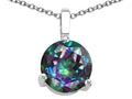 Tommaso Design 7mm Round Rainbow Mystic Topaz Pendant Necklace
