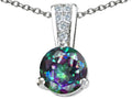Tommaso Design Round 7mm Rainbow Mystic Topaz Pendant Necklace