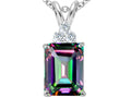 Tommaso Design Emerald Cut Rainbow Mystic Topaz Pendant Necklace