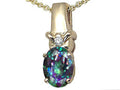Tommaso Design Oval Rainbow Mystic Topaz Pendant Necklace