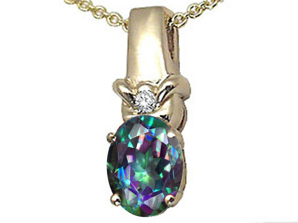 Tommaso Design Oval Rainbow Mystic Topaz Pendant Necklace