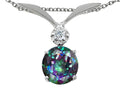 Tommaso Design Round 7mm Mystic Rainbow Topaz Pendant Necklace