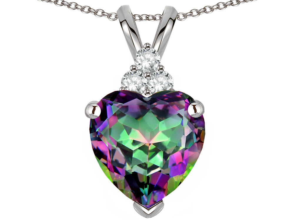 Tommaso Design 8mm Heart Shape Rainbow Mystic Topaz Heart Pendant Necklace