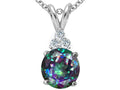 Tommaso Design Round 7mm Rainbow Mystic Topaz Pendant Necklace