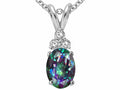 Tommaso Design Oval Rainbow Mystic Topaz Pendant Necklace