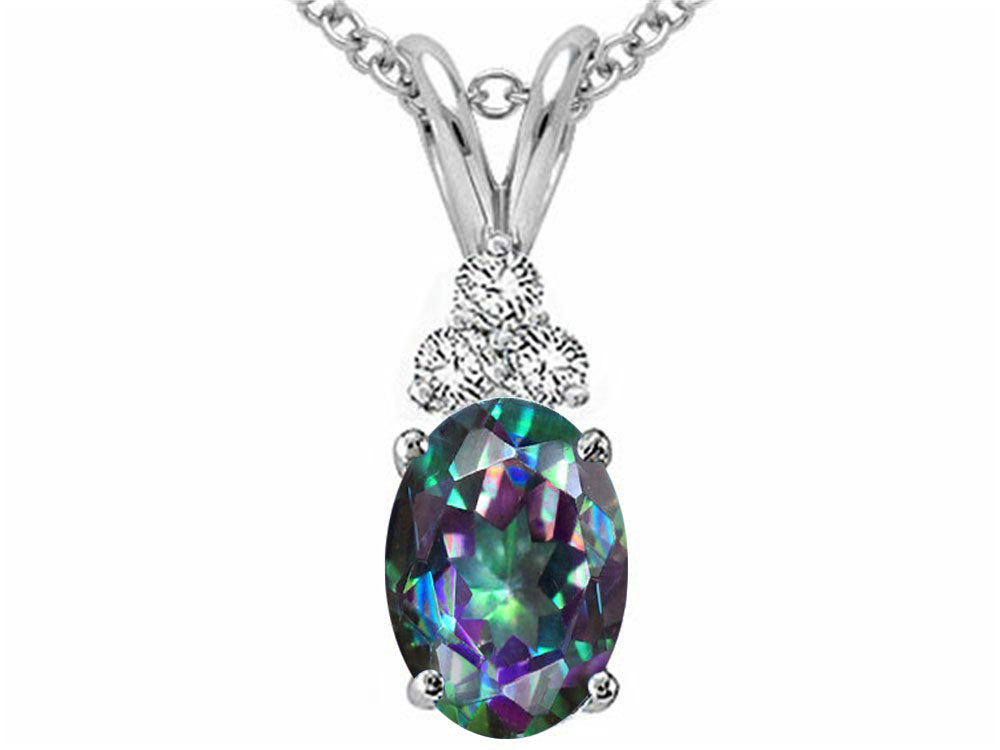 Tommaso Design Oval Rainbow Mystic Topaz Pendant Necklace