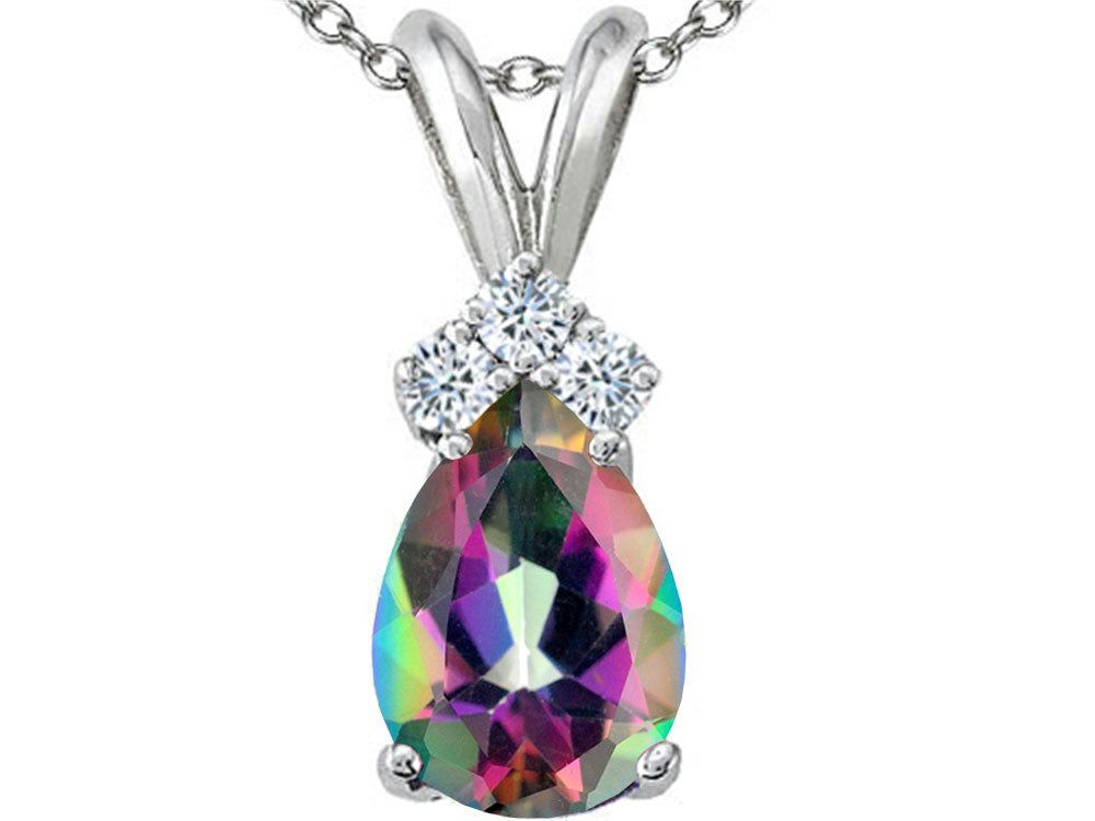 Tommaso Design Pear Shape Rainbow Mystic Topaz Pendant Necklace