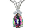 Tommaso Design Pear Shape Rainbow Mystic Topaz Pendant Necklace
