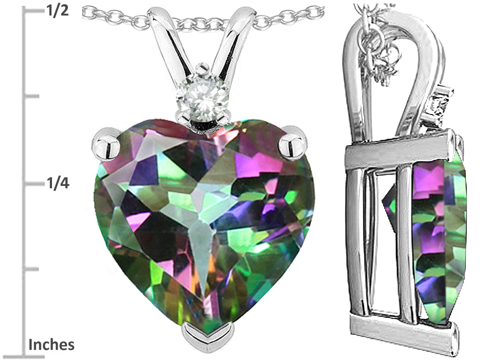 Star K 8mm Heart Shape Rainbow Mystic Topaz Heart Pendant Necklace