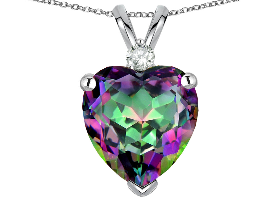 Star K 8mm Heart Shape Rainbow Mystic Topaz Heart Pendant Necklace