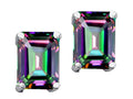 Tommaso Design Emerald Cut Rainbow Mystic Topaz Earrings Studs