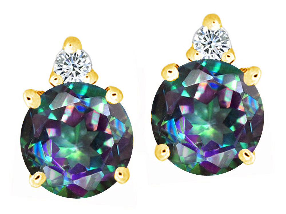 Tommaso Design™ Round 7mm Rainbow Mystic Topaz Earrings Studs