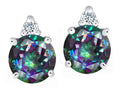 Tommaso Design Round 7mm Rainbow Mystic Topaz Earrings Studs