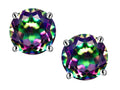 Star K Round 6mm Mystic Rainbow Topaz Classic Screw Back Stud Earrings