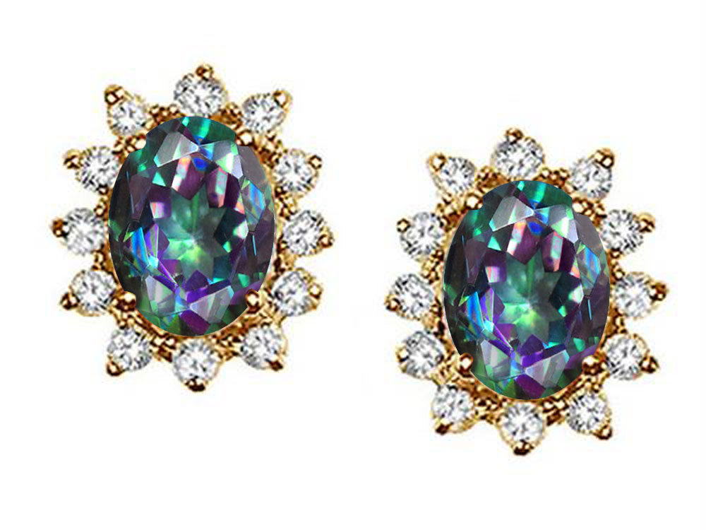 Tommaso Design™ Oval Rainbow Mystic Topaz Earrings